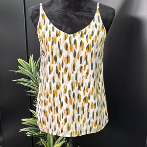 Banana Republic V-neck,pattern,silky,lined,light adjustable spaghetti strap